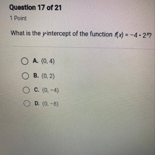 What is the yintercept of the function f(x) = -4x2