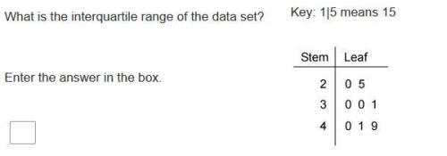 IQR: Need help asap! 20 points! What is the interquartile range of the data set? Enter the answer in