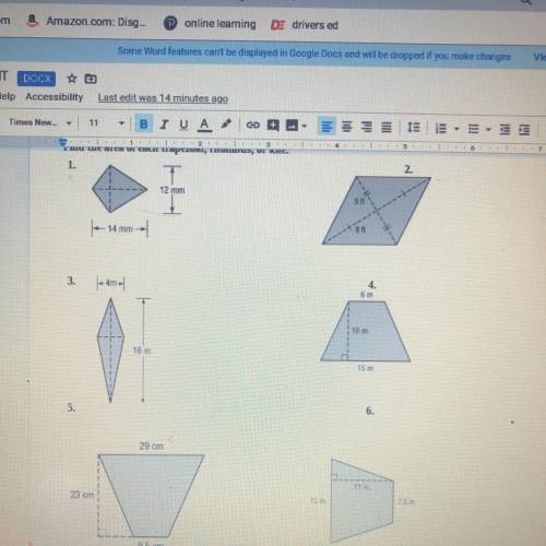 Find the area of each trapezoid, rhombus, or kite.