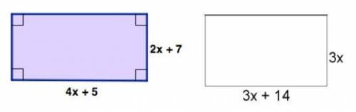 What is the combined perimeter of these two rectangles?  A)  6x + 14  B)  12x + 24  C)  12x + 26  D)