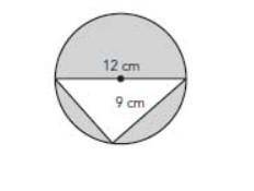 A right triangle is inscribed in a circle as shown. What is the area of the shaded region? A. 5.04 s