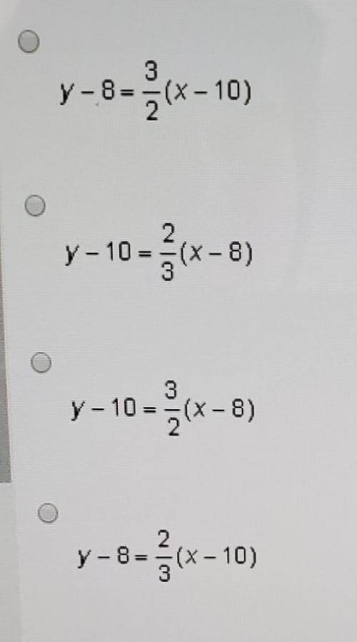 Which equation in point-slope form contains the points (8, 10) and (-4, 2)?