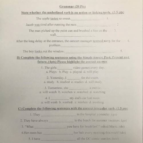 The Answer of this work sheet