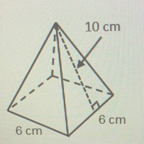 What did a the surface area of the square pyramid below? A: 120 cm B: 132 cm C: 156 cm D: 276 cm