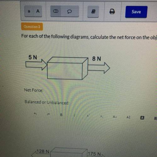 Question 2 For each of the following diagrams, calculate the net force on the object including the d
