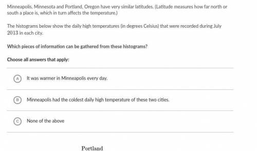 Minneapolis, Minnesota and Portland, Oregon have very similar latitudes. (Latitude measures how far