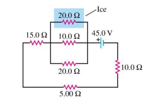 For the circuit shown in the figure (Figure 1) a 20.0 Ω resistor is embedded in a large block of ice
