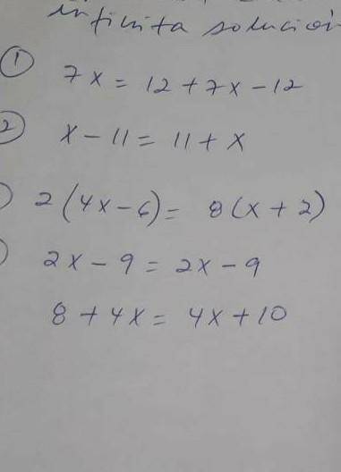 Cual es la ecuacion lineal de estos infinita solucion o no solucion