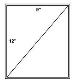 A rectangular glass window is divided into two equivalent right triangles by a diagonal brace. What