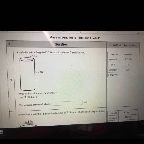 A cylinder with the height of 10