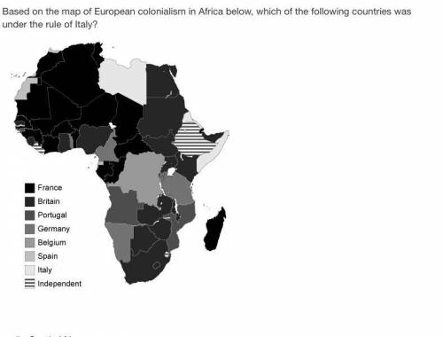 Please help Based on the map of European colonialism in Africa below, which of the following countri