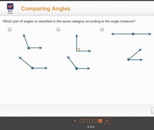 Which pair of angles is classified in the same category according to the angle measure ?
