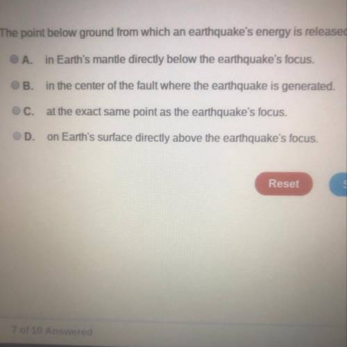 The point below ground from which an earthquake’s energy is released is called the focus. An earthqu