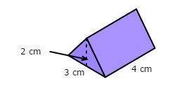 What is the volume of the triangular prism? A) 12 cm3 B) 18 cm3 C) 24 cm3 D) 48 cm3