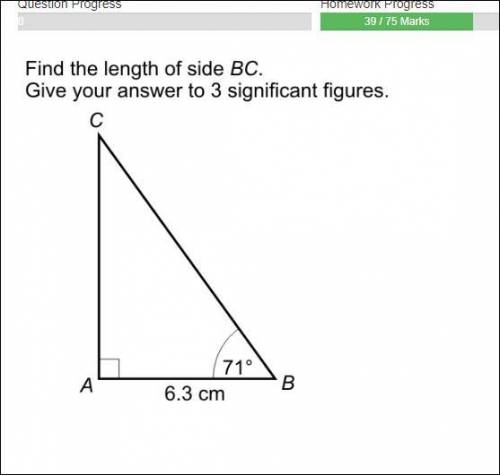 Find the length of bc give your answer to 3 signifcant figures