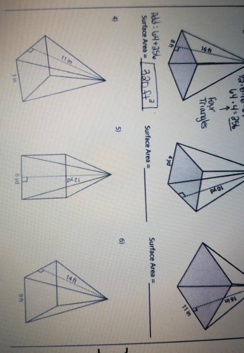 I need to find the surface area of these triangles, someone please help!