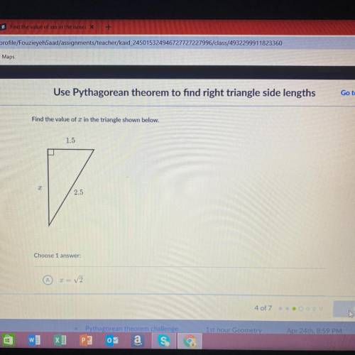 Use Pythagorean theorem to find right triangle side lengths