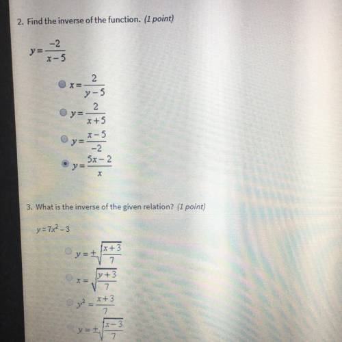Can you help find the inverse of the functions? (15 points)