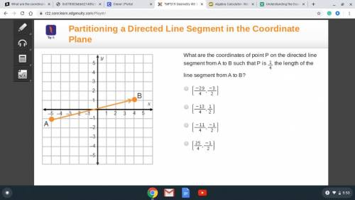 What are the coordinates of point P on the directed line segment from A to B such that P is One-four