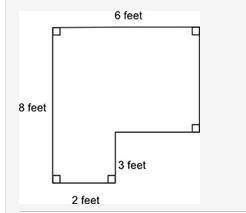 The figure shows a carpeted room. How many square feet of the room are carpeted?  24 square feet  28