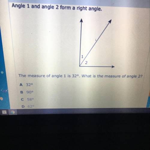 The measure of angle 1 is 32 degree . What is the measure of angle 2