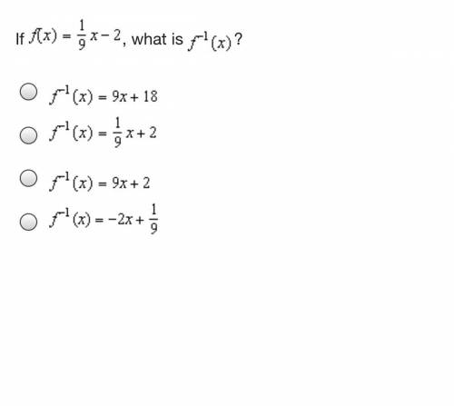 Please help!  If f (x) = 1/9 x-2 what is f^-1(x)