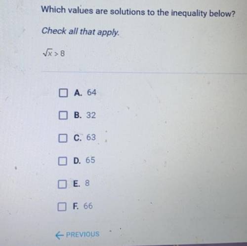 Which values are solutions to the inequality shown in the picture?