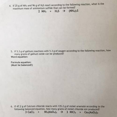 Please help show all work stoichiometry limiting reactant
