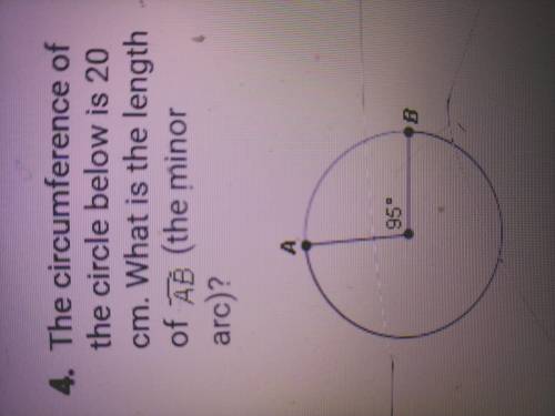The circumference of the circle below is 20 cm. What is the length of AB (the minor arc)?