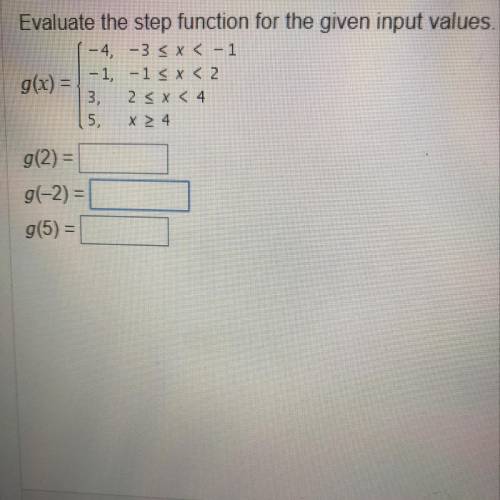 Evaluate the step function for the given input value