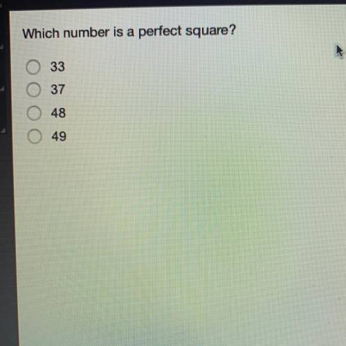 Which number is a perfect square ? a. 33 b. 37 c. 48  d. 49