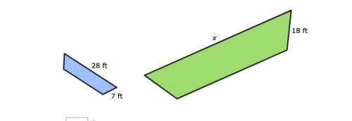 If these two shapes are similar, what is the measure of the missing length x? Please refer to image