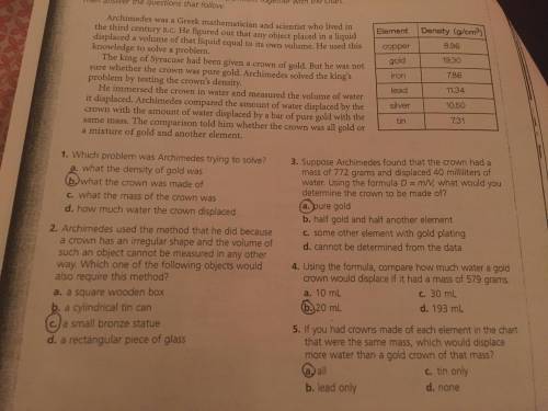 Can someone help me ? Can you tell me if I got my answers wrong and give me the correct answers