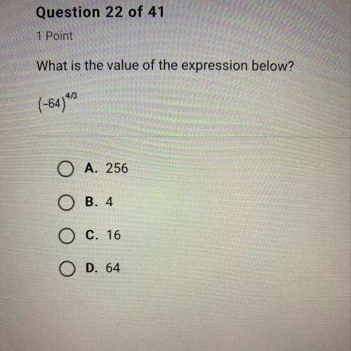 What is the value of the expression below? (-64)^4/3