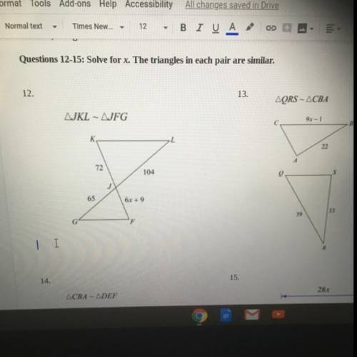 I need help setting up an equation to solve for x, this is due in 5 minutes.