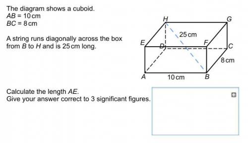 The diagram shows a cuboid AB=10 cm BC = 8cm A string runs diagonally across the box from H to B and