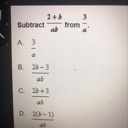 Subtract 2+b/ab from 3/a