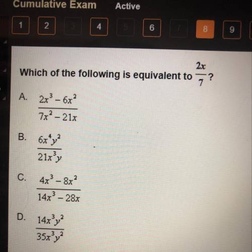 Which of the following is equivalent to 2x/7