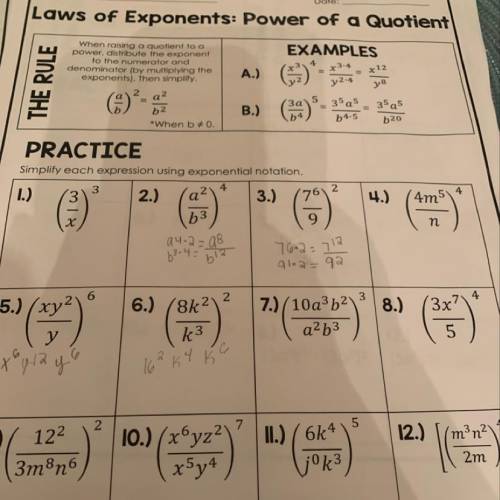 Can you help me with laws of exponents power of quotient