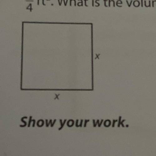 The base of a cube is shown. The area of the base is ft. What is the volume of the cube?
