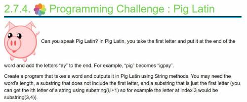 I need help with 2.7.4 Pig Latin
