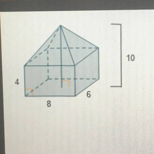 Which expression represents the volume, in cubic units, of the composite figure? (8)6)(6) + (8)6)(4)