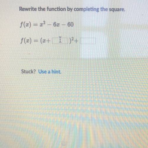 Rewrite the function by completing the square f(x)=x^2-6x-60