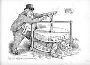 What is the background of this political cartoon (Gilded Age) and what is the connection between the