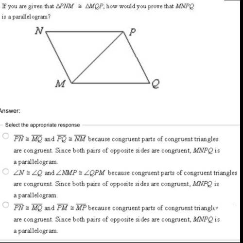Help please!  How would you prove that MNPQ is a parallelogram?