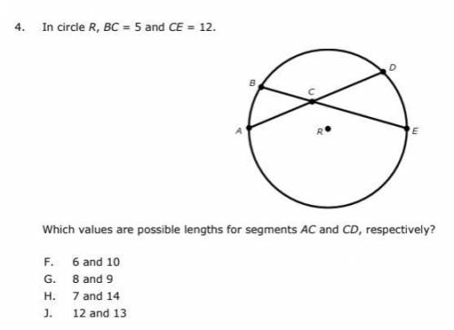 I need help.....Which values are possible lengths for segments AC and CD, respectively?