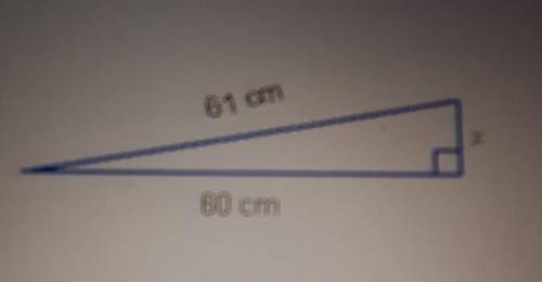 In centimeters, what is the unknown length in this right triangle?
