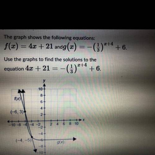 PLEASE HELP!! PICTURE SHOWN! What are the solutions to the system? A) x = -6 and x = 3 B) x = -6 and