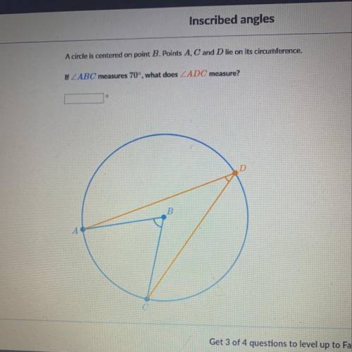 A circle is centered on point B. points A, C and D lie on its circumference. if ABC measures 70 what