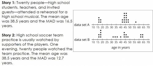 )please help)here are two dot plots and two stories. Match each story with a dot plot that could rep